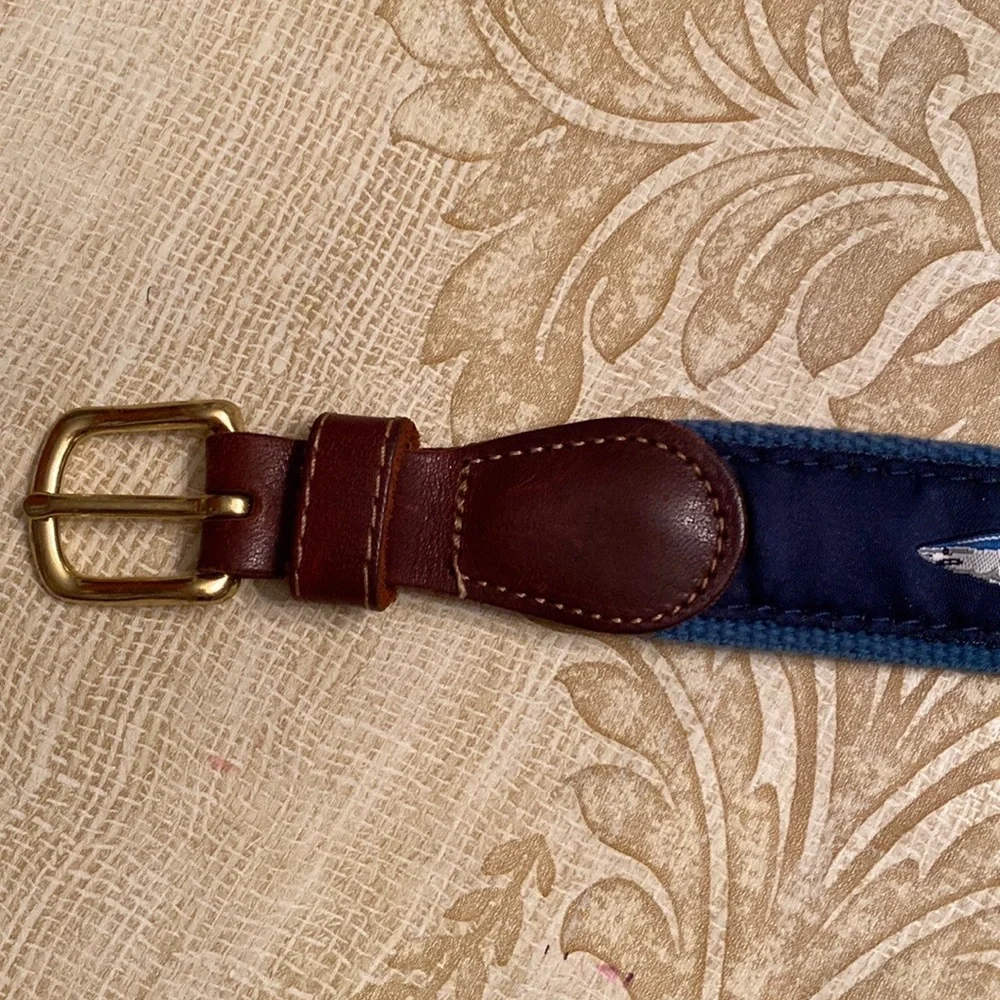 🦈 Preston Boys Nautical Blue Shark Leather Tipped Belt 26